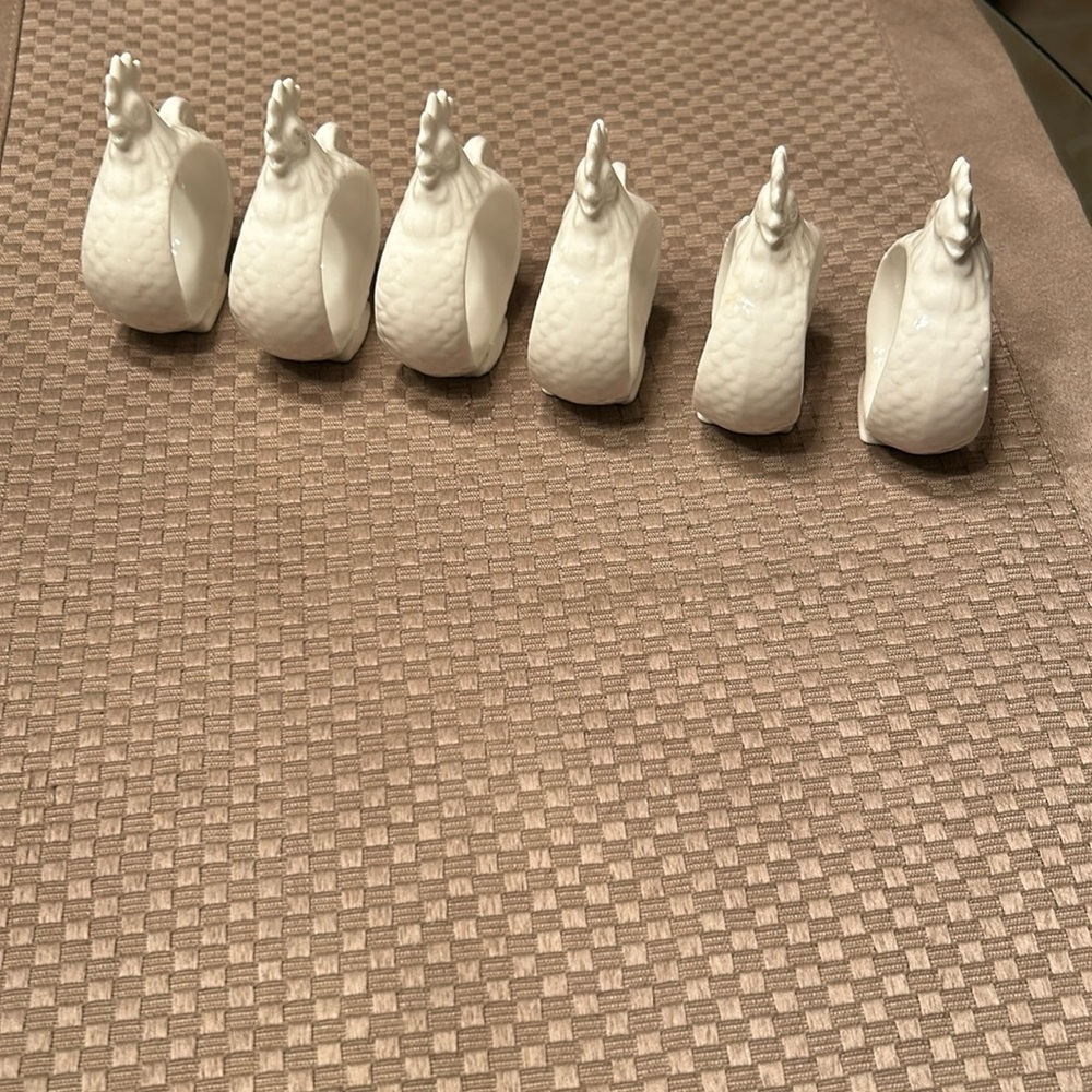 Bone China white Chicken Napkin Rings Set of 6